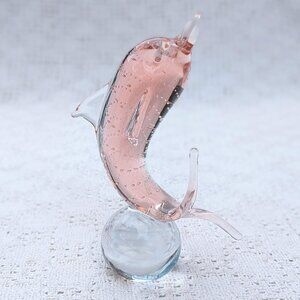 Arte Murano ICET Vintage Glass Bullicante Dolphin Figurine Paperweight 7”